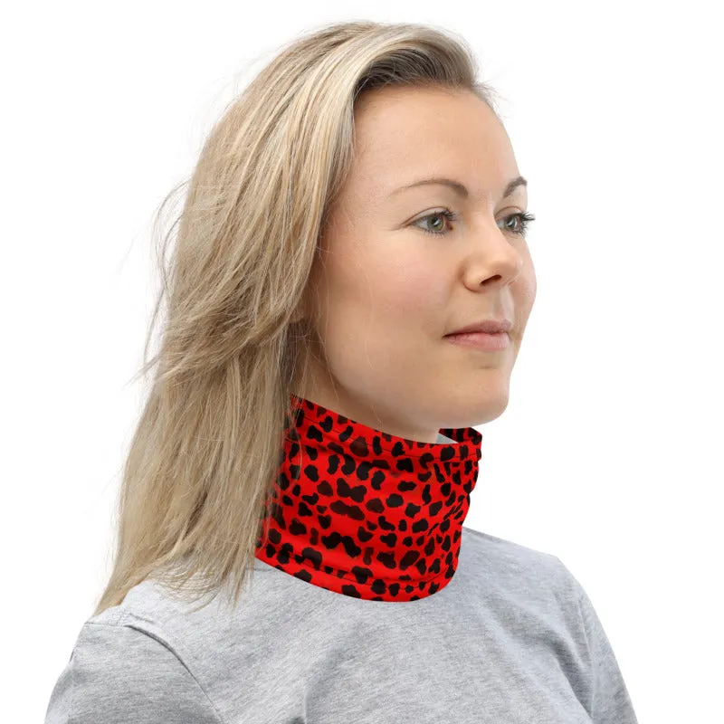 Red Cheetah Neck Gaiter, Animal Print Washable Face Mask Shield Covering-Made in USA/EU