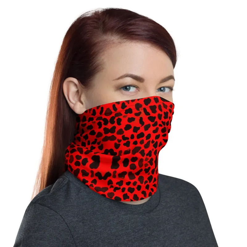 Red Cheetah Neck Gaiter, Animal Print Washable Face Mask Shield Covering-Made in USA/EU