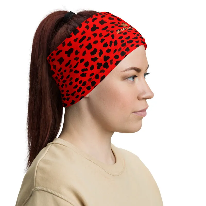 Red Cheetah Neck Gaiter, Animal Print Washable Face Mask Shield Covering-Made in USA/EU