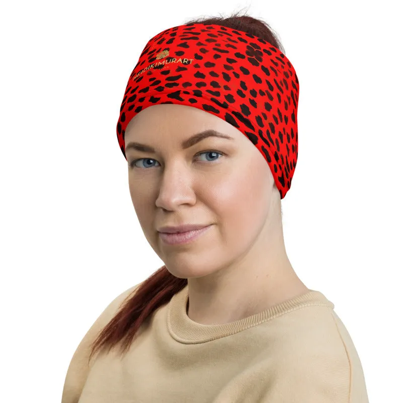 Red Cheetah Neck Gaiter, Animal Print Washable Face Mask Shield Covering-Made in USA/EU