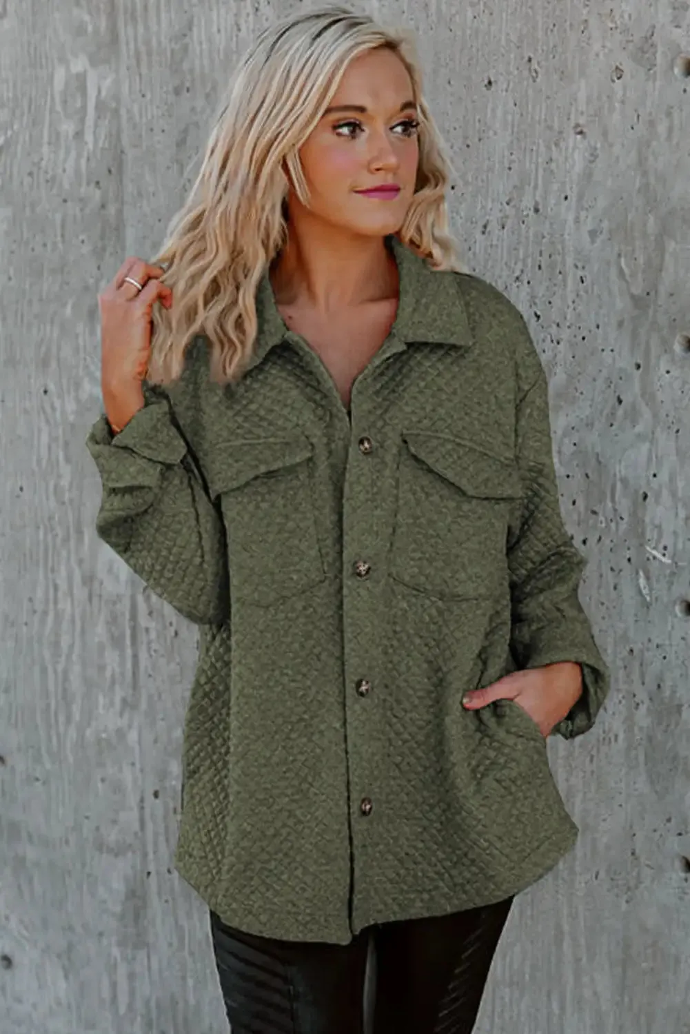 Retro Quilted Green Shacket