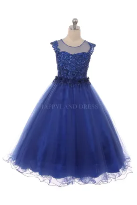 Royal Blue Floral Embroidered D2141708