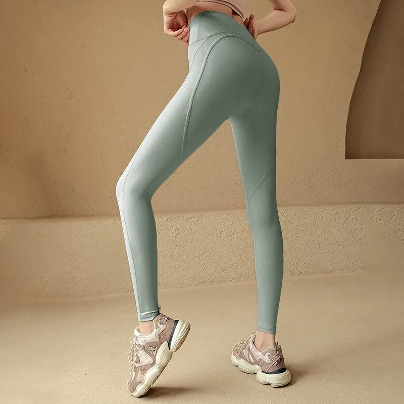 Ruched Crossover Leggings Nake Feel High Waisted Activewear