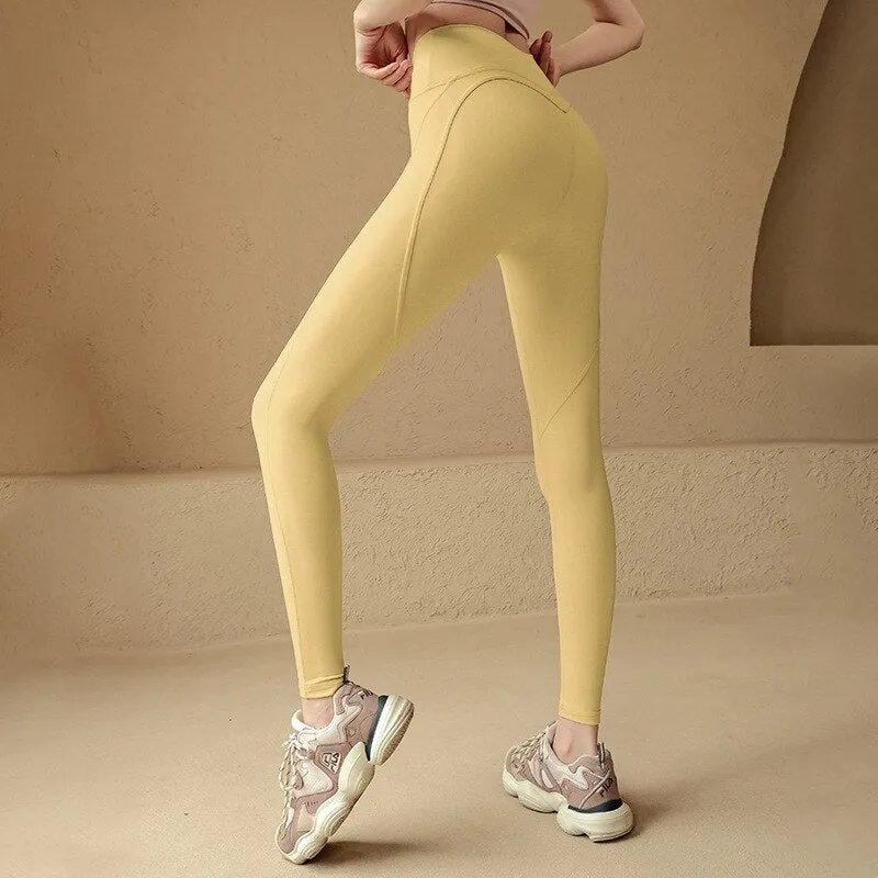 Ruched Crossover Leggings Nake Feel High Waisted Activewear