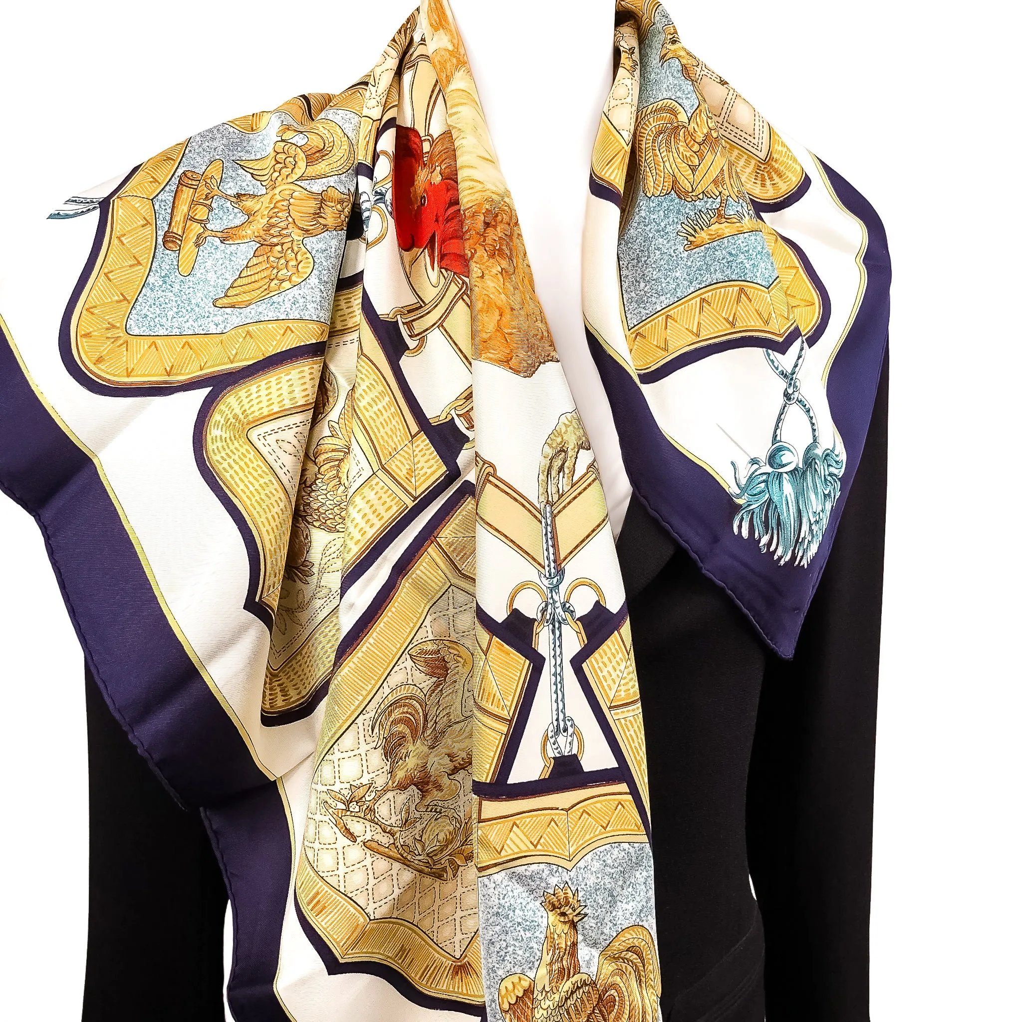 Sabretaches Hermes Scarf by Françoise De la Perriere 90 cm Silk | Very RARE