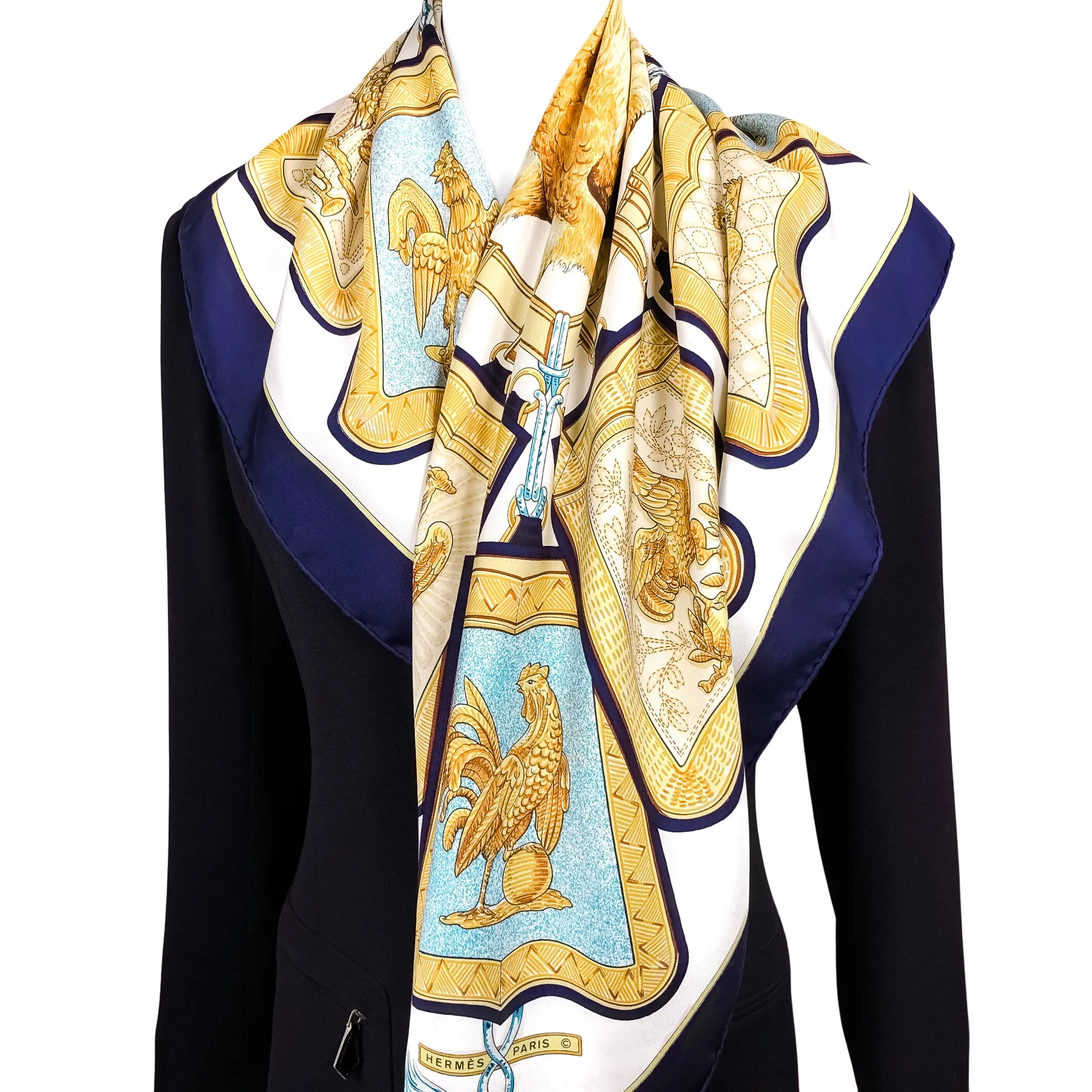 Sabretaches Hermes Scarf by Françoise De la Perriere 90 cm Silk | Very RARE