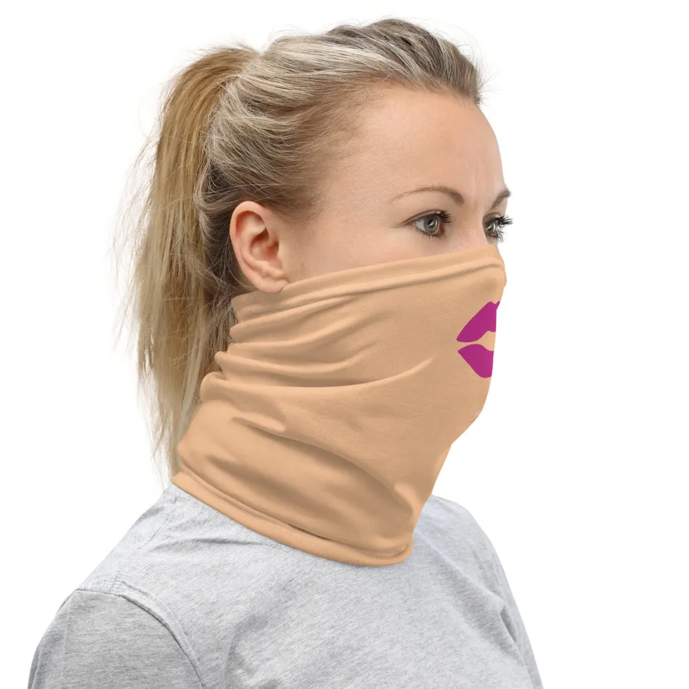 Sexy Pink Lips Neck Gaiter, Funny Washable Reusable Face Mask Coverings-Made in USA/EU