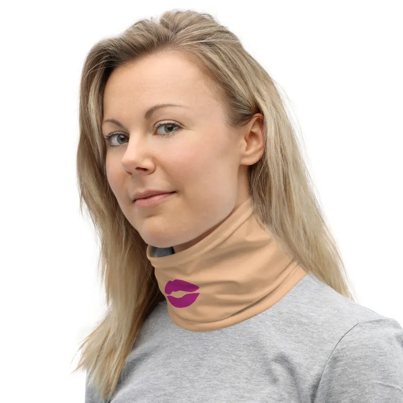 Sexy Pink Lips Neck Gaiter, Funny Washable Reusable Face Mask Coverings-Made in USA/EU