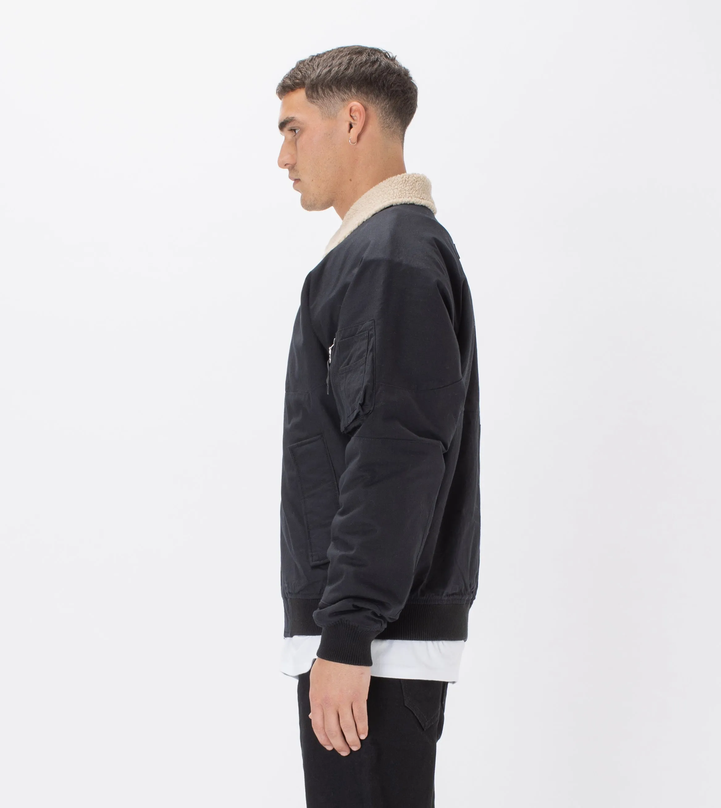 Shearling Militat Bomber Jacket Black