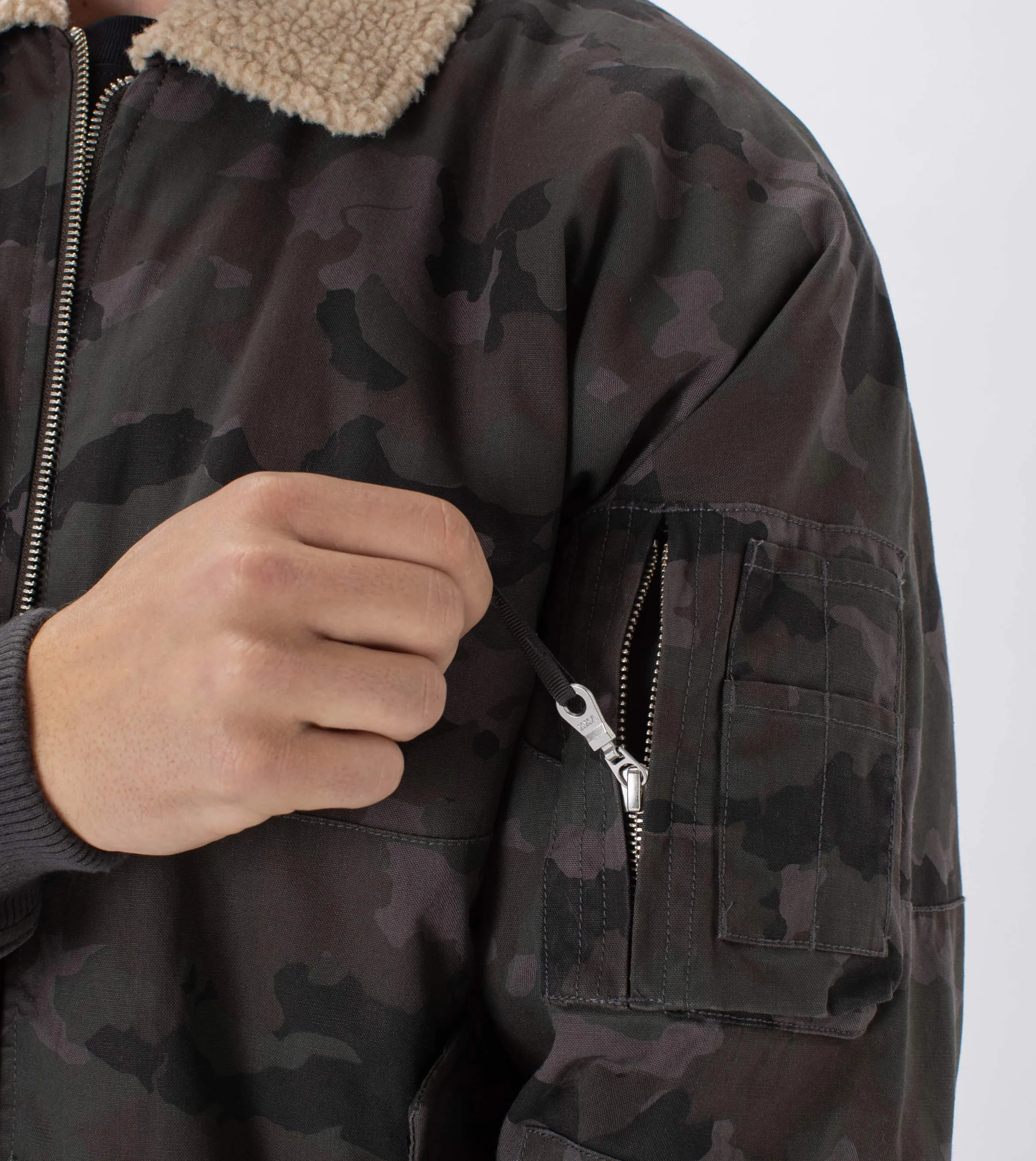 Shearling Militat Bomber Jacket Dk Camo