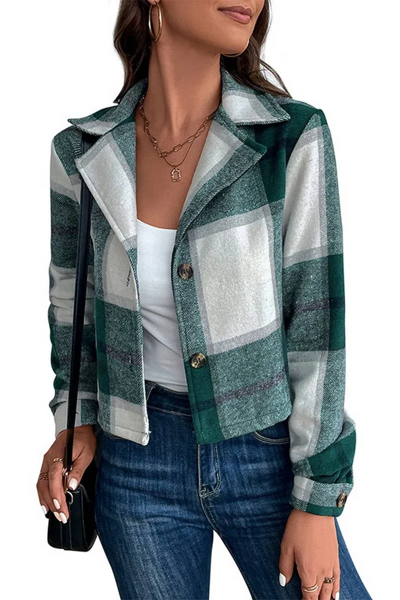 Short Plaid Vintage Lapel Cardigan Coat