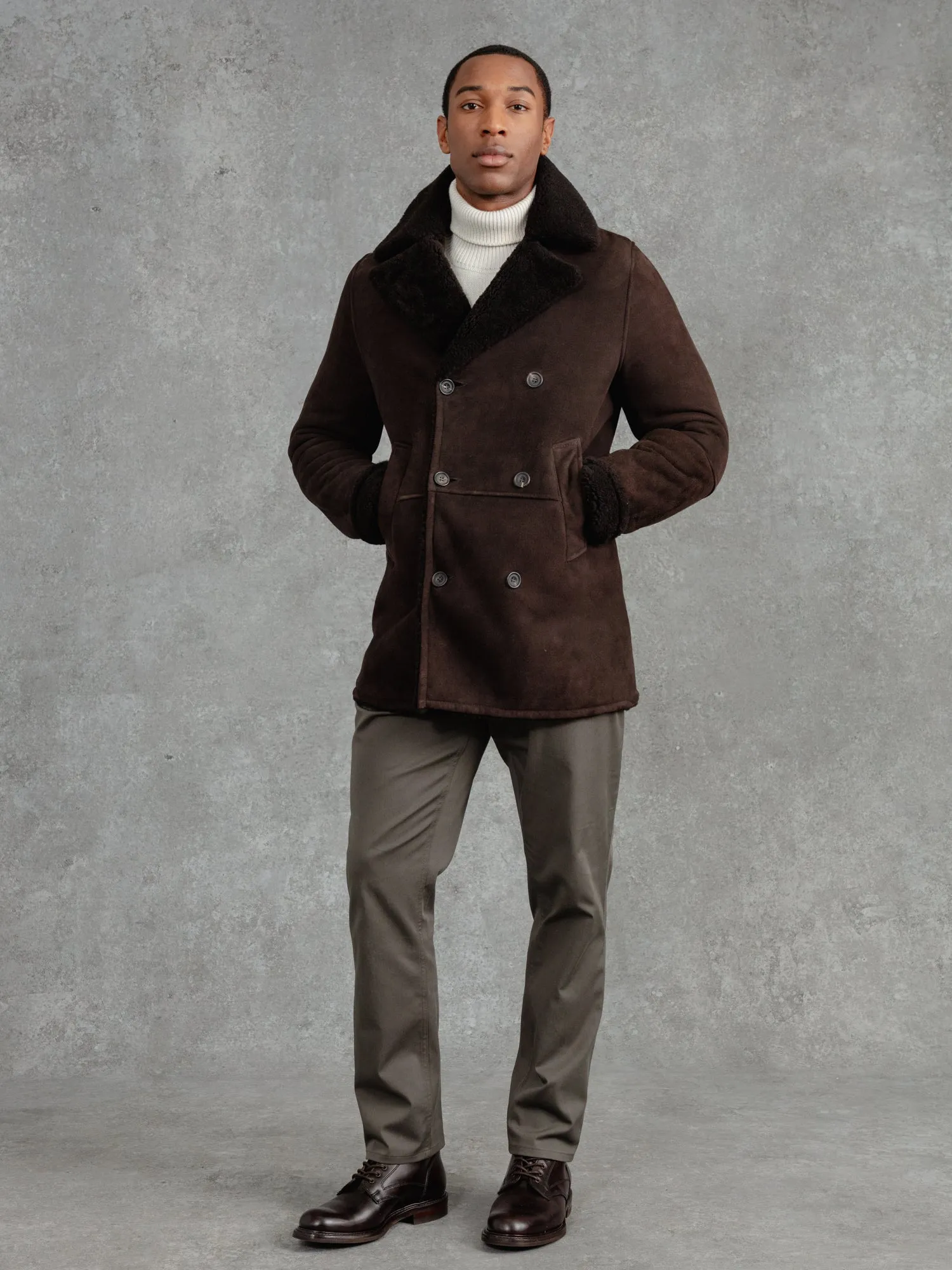 The Suede Shearling Peacoat