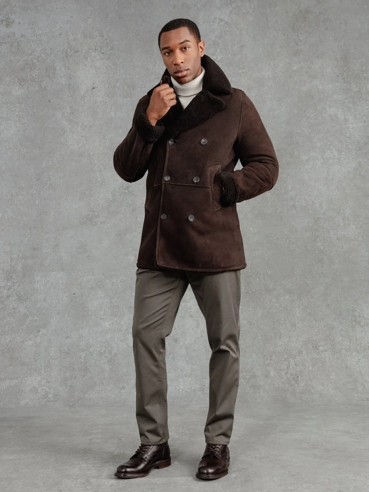 The Suede Shearling Peacoat