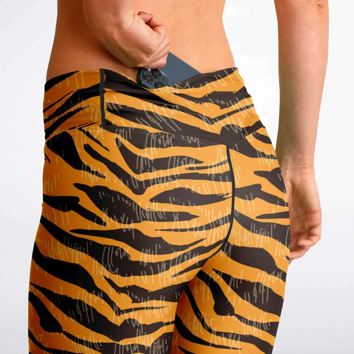 Tiger print flare leggings with pockets