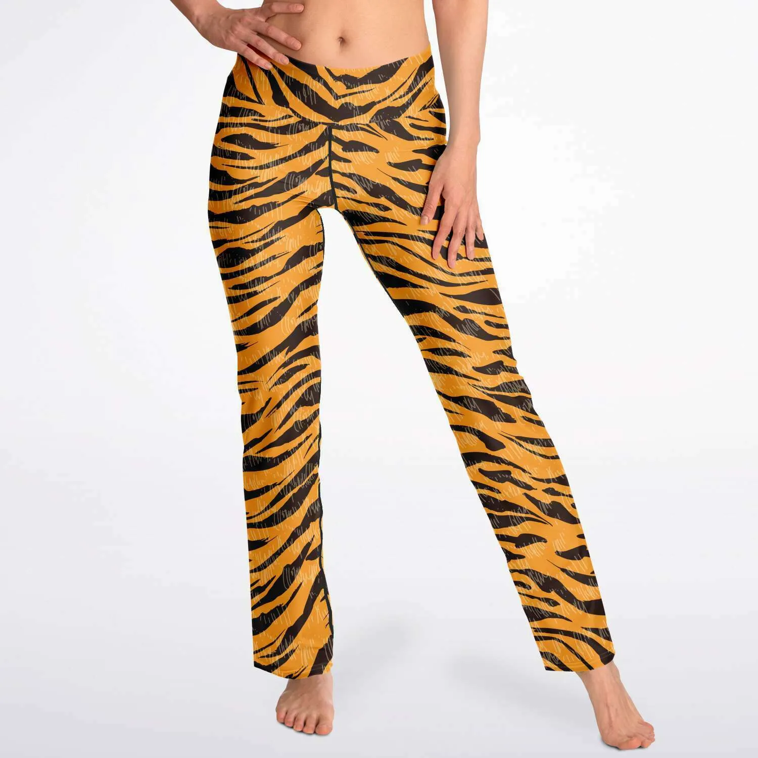 Tiger print flare leggings with pockets