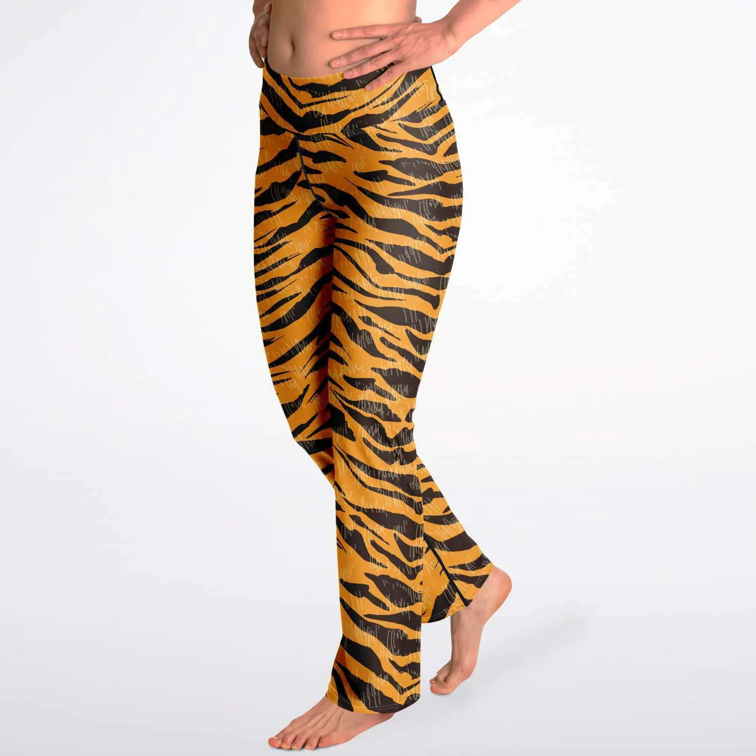 Tiger print flare leggings with pockets