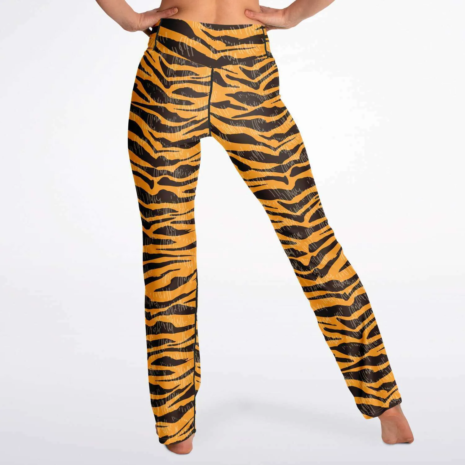 Tiger print flare leggings with pockets