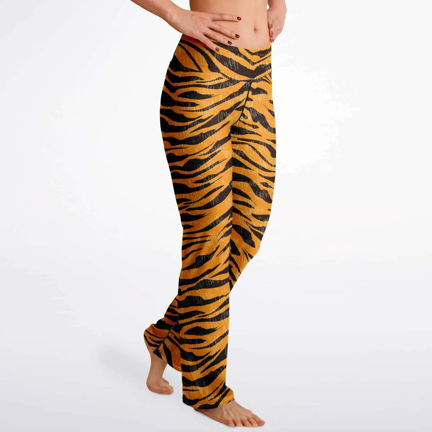 Tiger print flare leggings with pockets