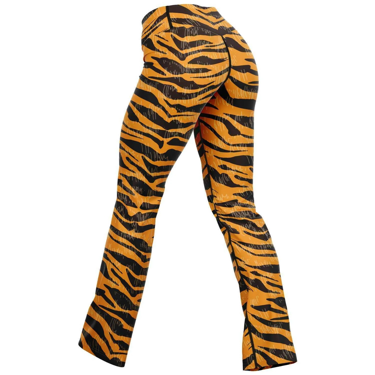 Tiger print flare leggings with pockets