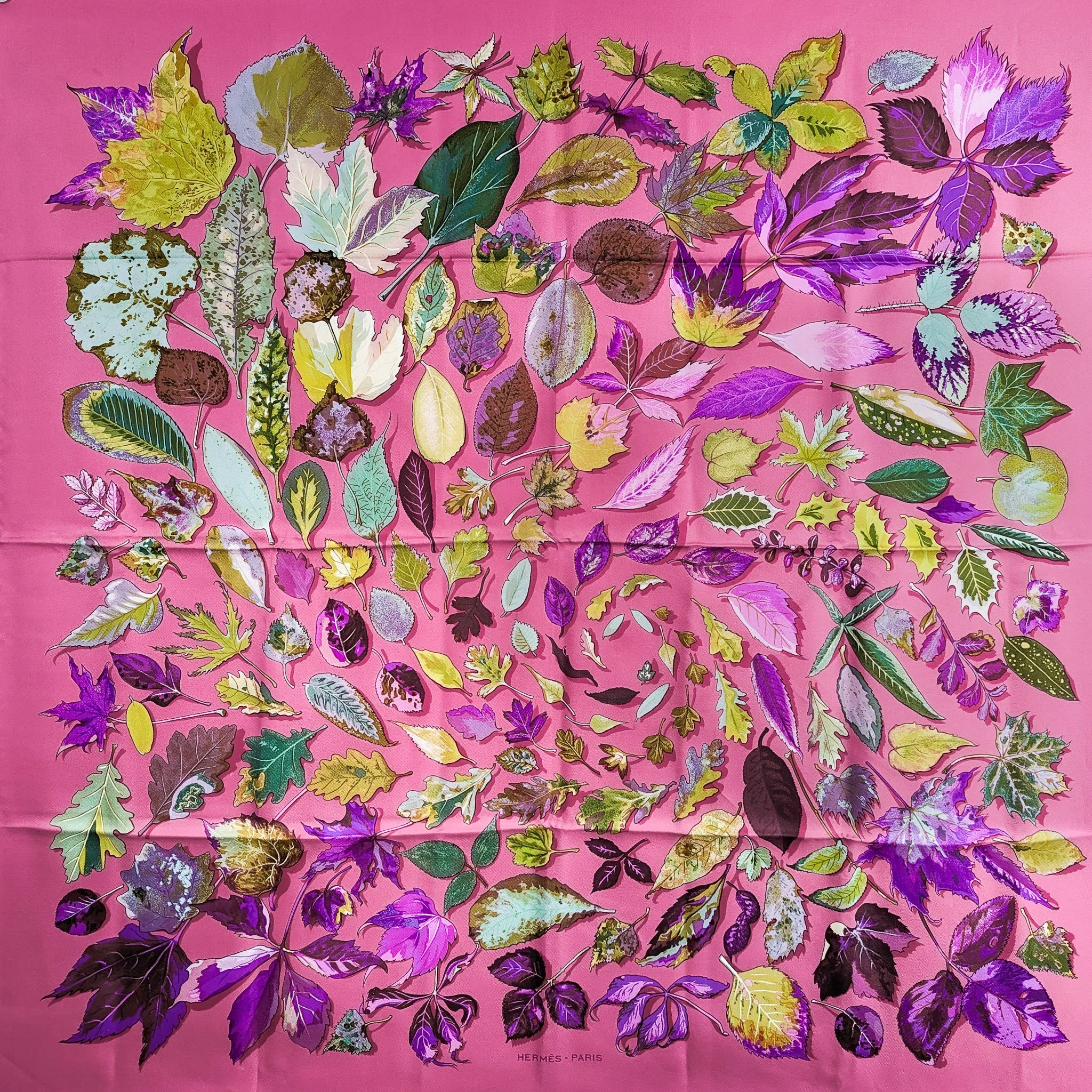 Tourbillons Hermes Scarf by Christiane Vauzelles 90cm Silk Fuchsia Col.