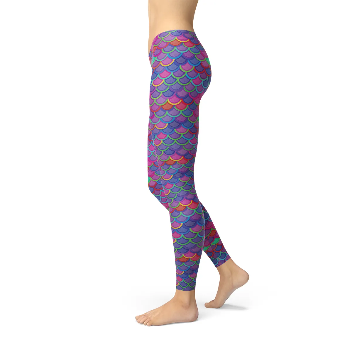 Vibrant Pink and Purple Mermaid-Inspired Leggings for Women