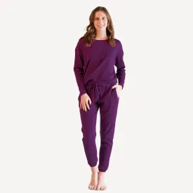 womens long sleeve relaxed jogger set | gumdrop | organic cotton thermal