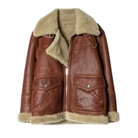 Women's Shearling Biker Leather Jacket