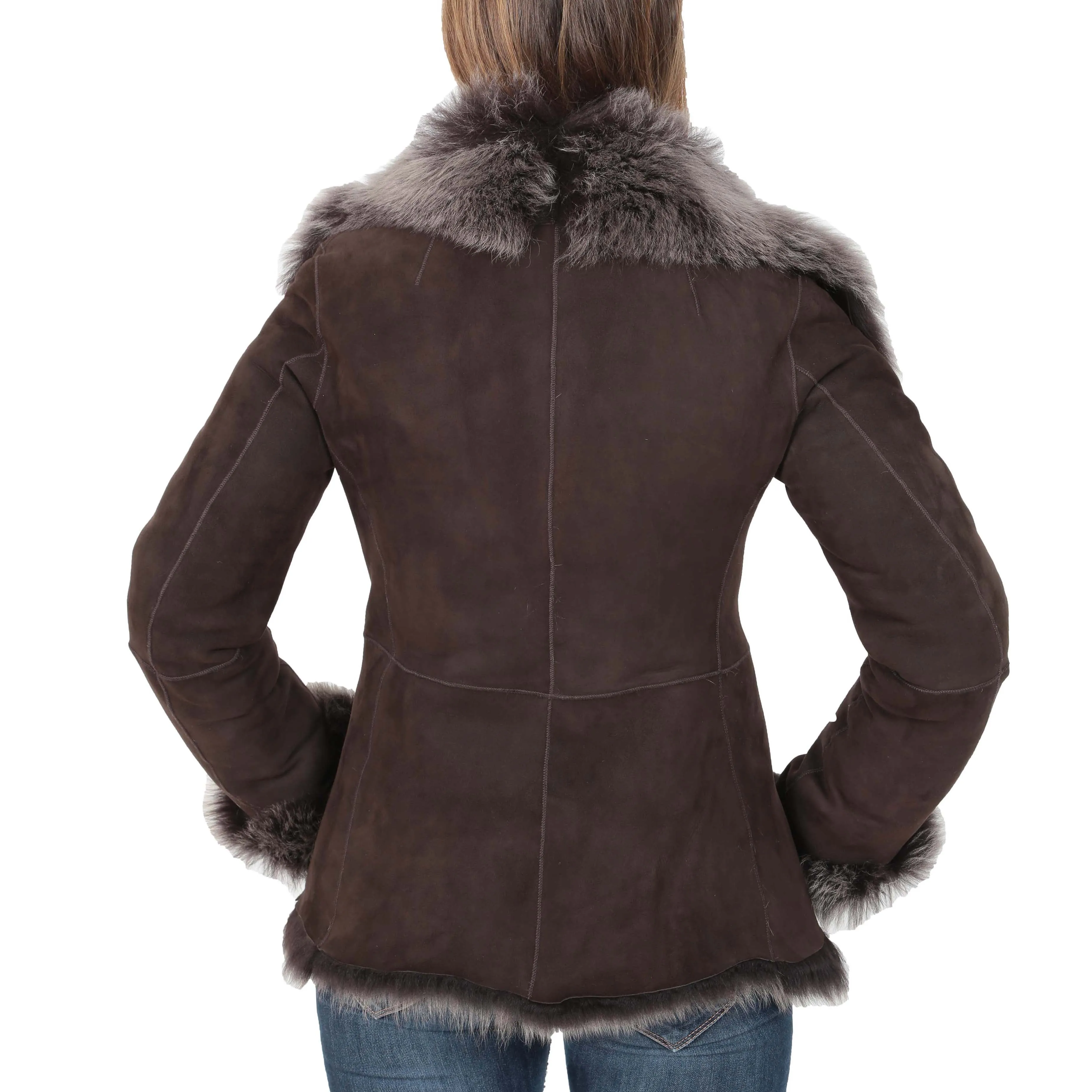 Women's Soft Sheepskin Shearling Toscana Jacket Brown Aurora