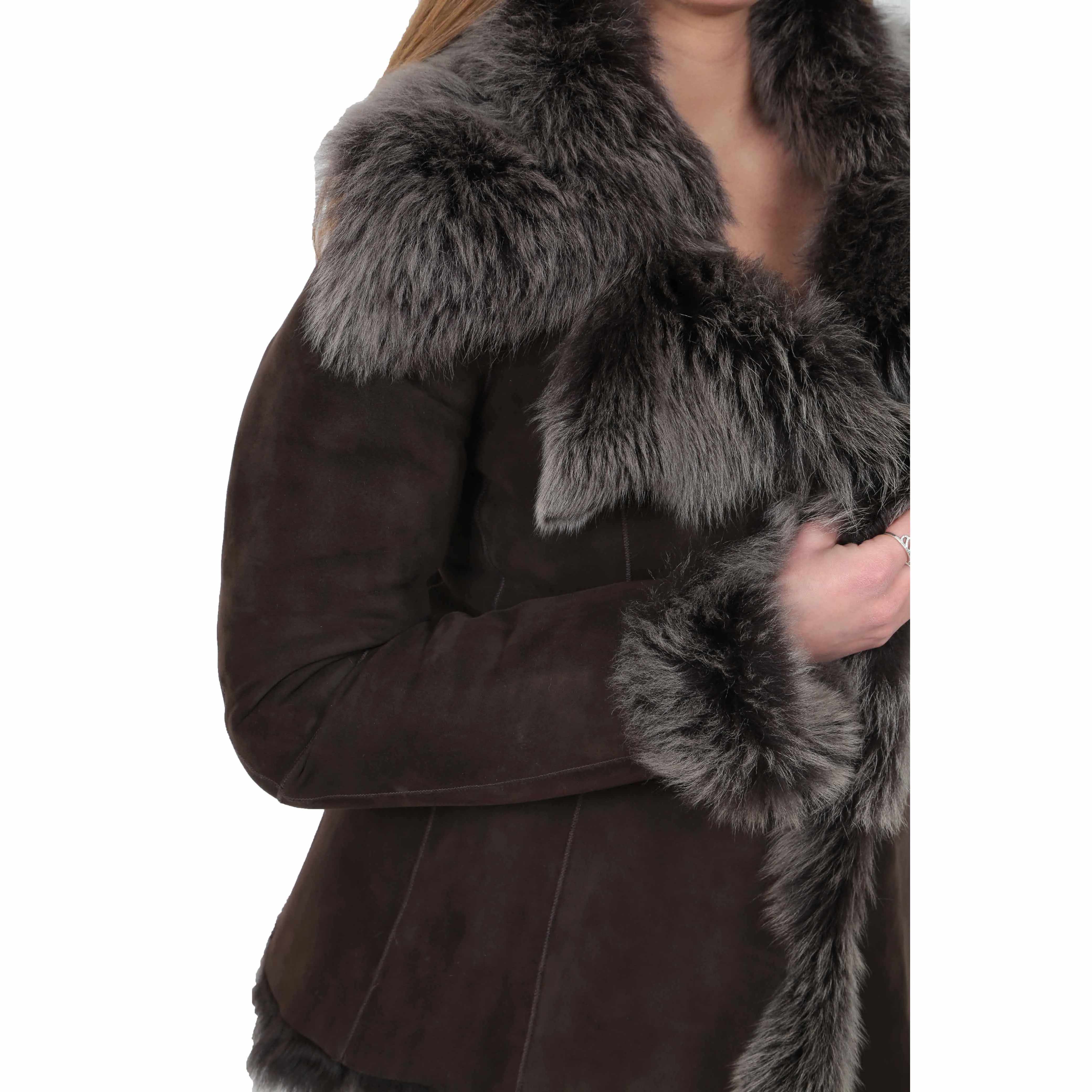 Women's Soft Sheepskin Shearling Toscana Jacket Brown Aurora