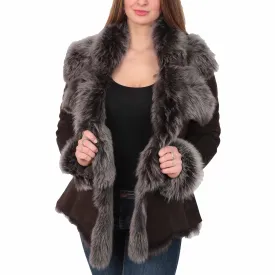 Women's Soft Sheepskin Shearling Toscana Jacket Brown Aurora