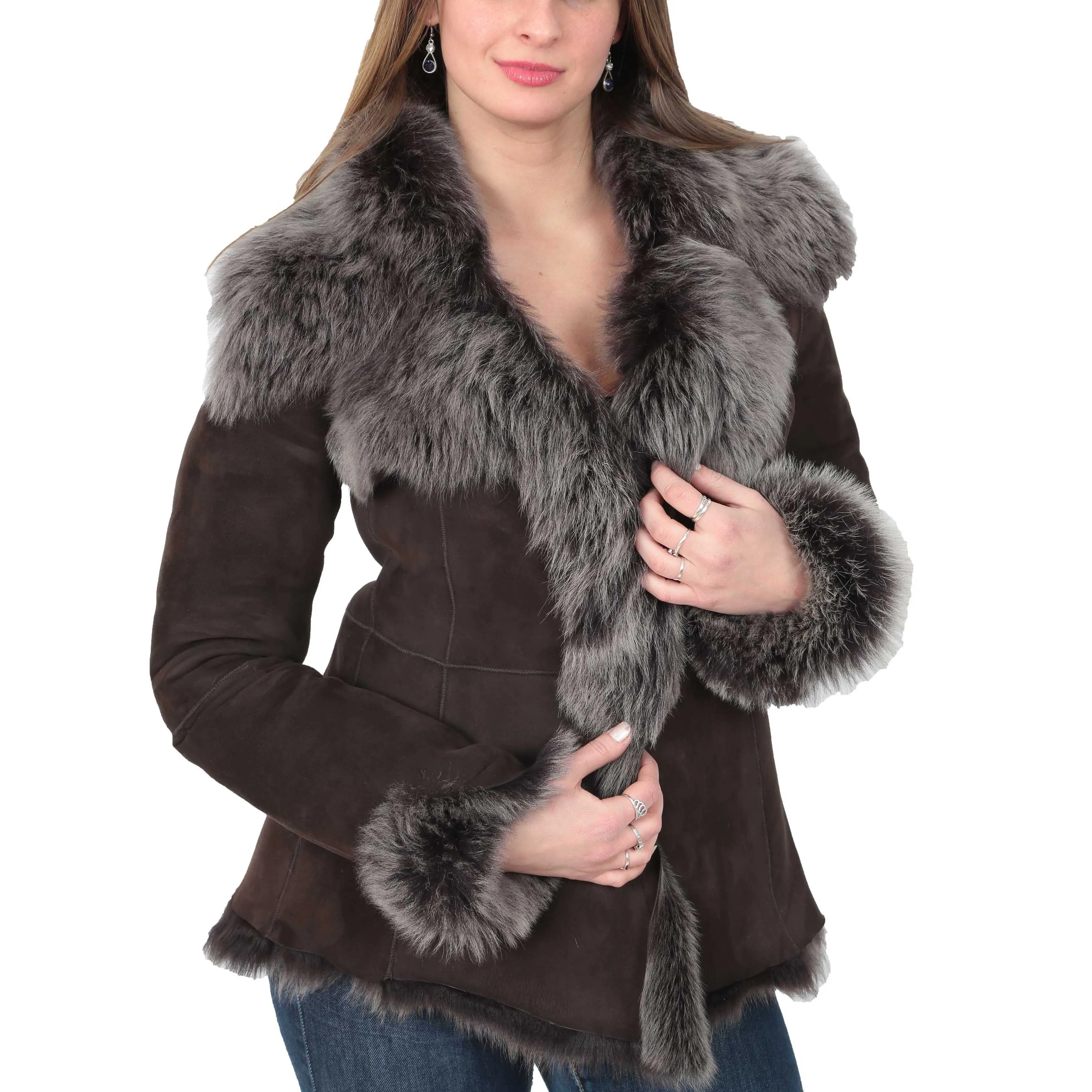 Women's Soft Sheepskin Shearling Toscana Jacket Brown Aurora