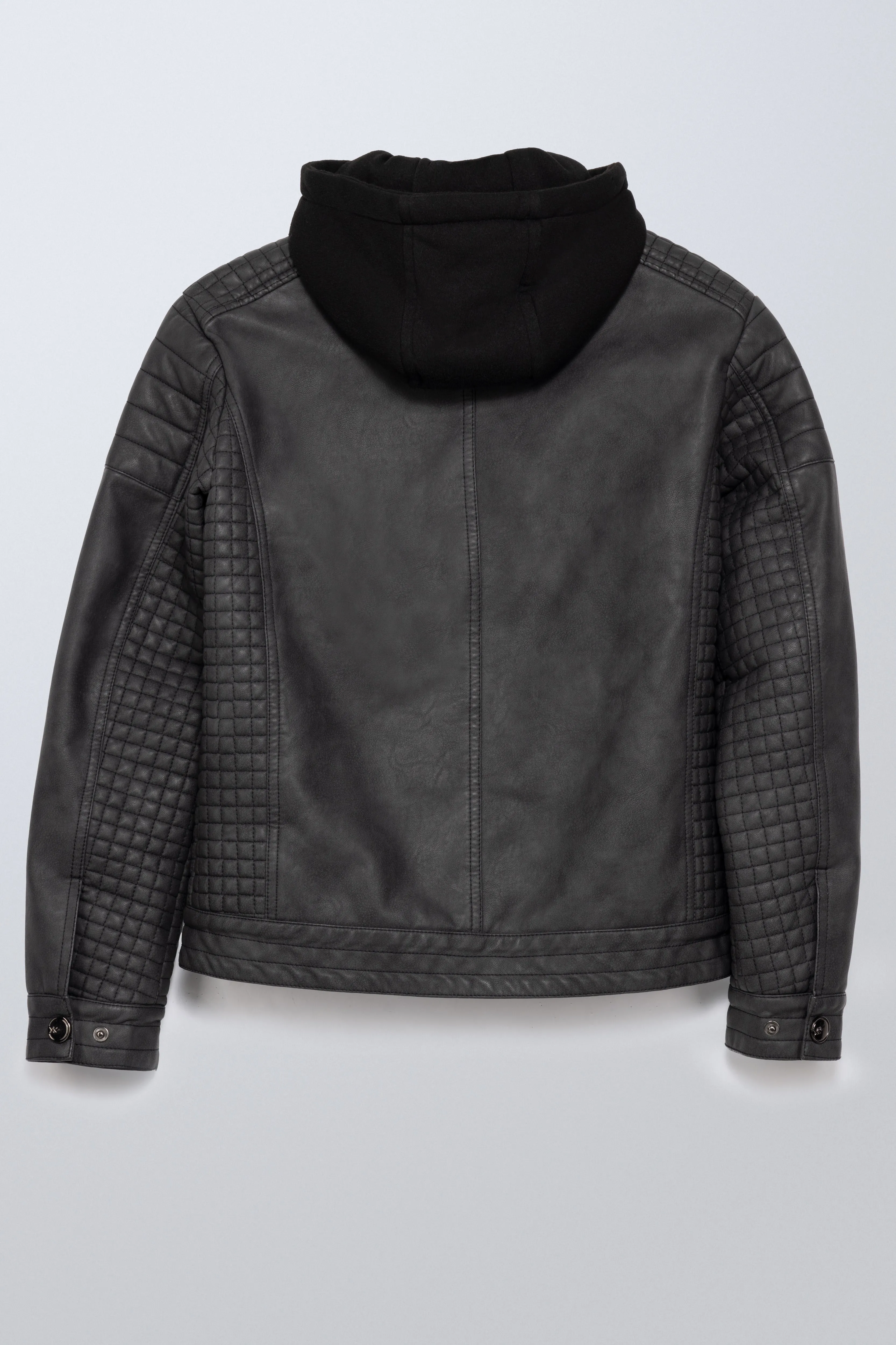 X RAY Boys PU Leather Jacket With Hood And Faux Shearling Lining.