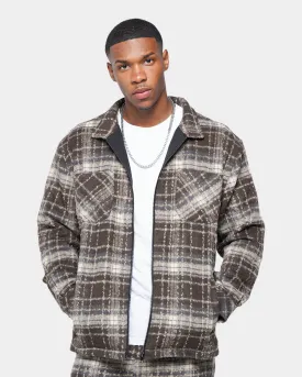 XXIII Vitus Zip Up Flannel Shacket Brown